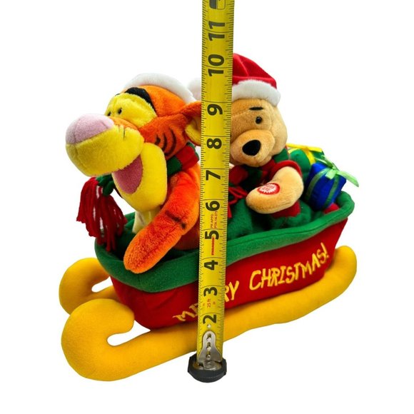 Vintage Disney Plush Animated Winnie the Pooh Tigger Christmas Sled Jingle Bells - Picture 14 of 15